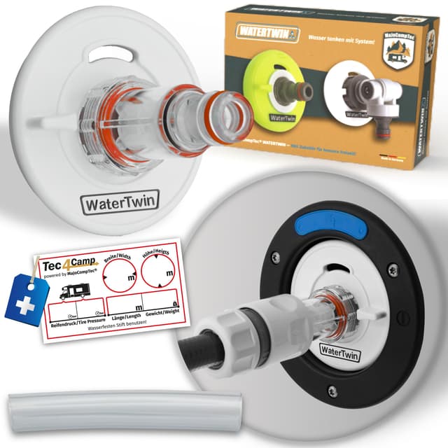 Tec4Camp® WATERTWIN-PRO Tankdeckel mit Wasseranschluss 🚿 | Adapter mit Filter für Wassertankdeckel 3-Pin D:78