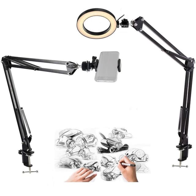 🌟 AYIZON Handy-Ringlicht 20cm Tisch Ringlicht mit 2 Arm Halterung 📸🎨📱