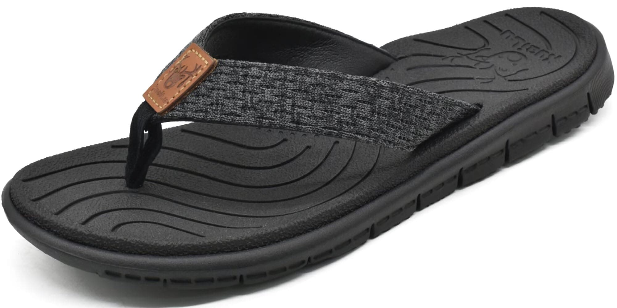 KuaiLu Flip Flops Damen | Weich Leder Stoff Badelatschen 😎 Sommer Strand Zehentrenner