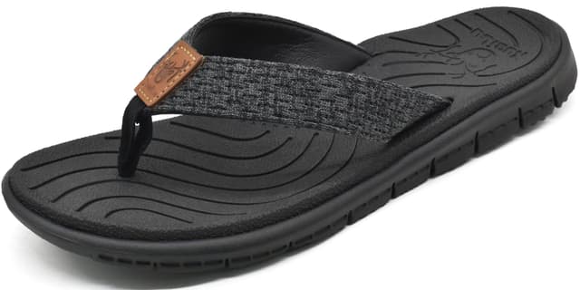 KuaiLu Flip Flops Damen | Weich Leder Stoff Badelatschen 😎 Sommer Strand Zehentrenner