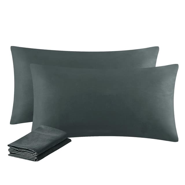 🌟 Aisbo Kissenbezug 40 x 80 2er Set - Kopfkissenbezug 40x80 Anthrazit mit Reißverschluss 🌟