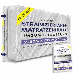 Single Matratzen Schutzhülle (225cm x 120cm x 30cm) - Wasserdichte Matratzensack Schutzhülle
