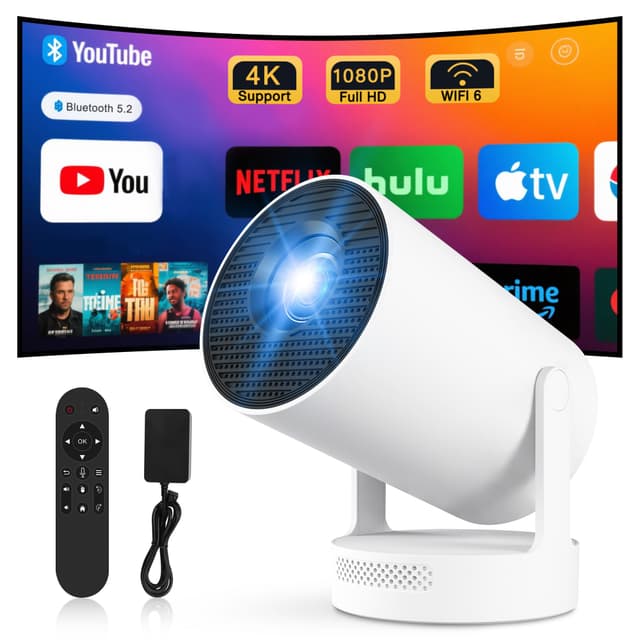 🎬 Mini Beamer Projektor 4K Tragbarer Videoprojektor WiFi 6 Android 11 Full HD unterstützt
