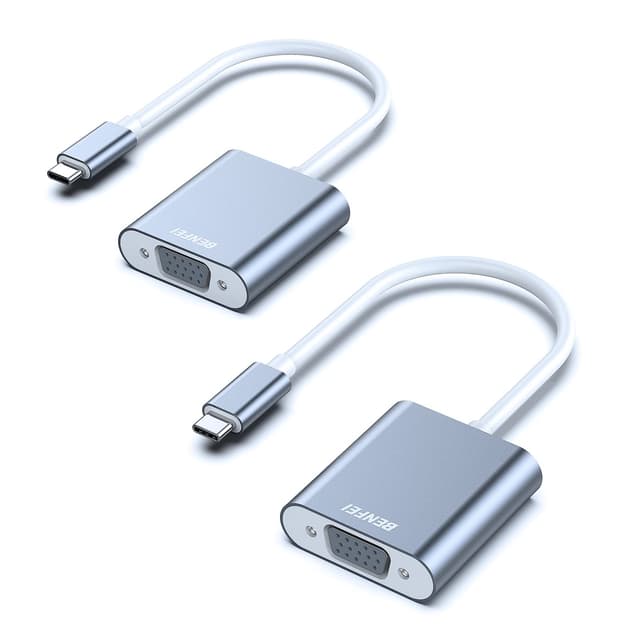 BENFEI USB C auf VGA Adapter, 2 Stück USB Typ C [Thunderbolt 3/4 kompatibel] auf VGA Adapter für iPhone 15 Pro/Max MacBook Pro/Air 2023 iPad Pro iMac S23 XPS 17 usw 2 Ovales Gehäuse 🌟