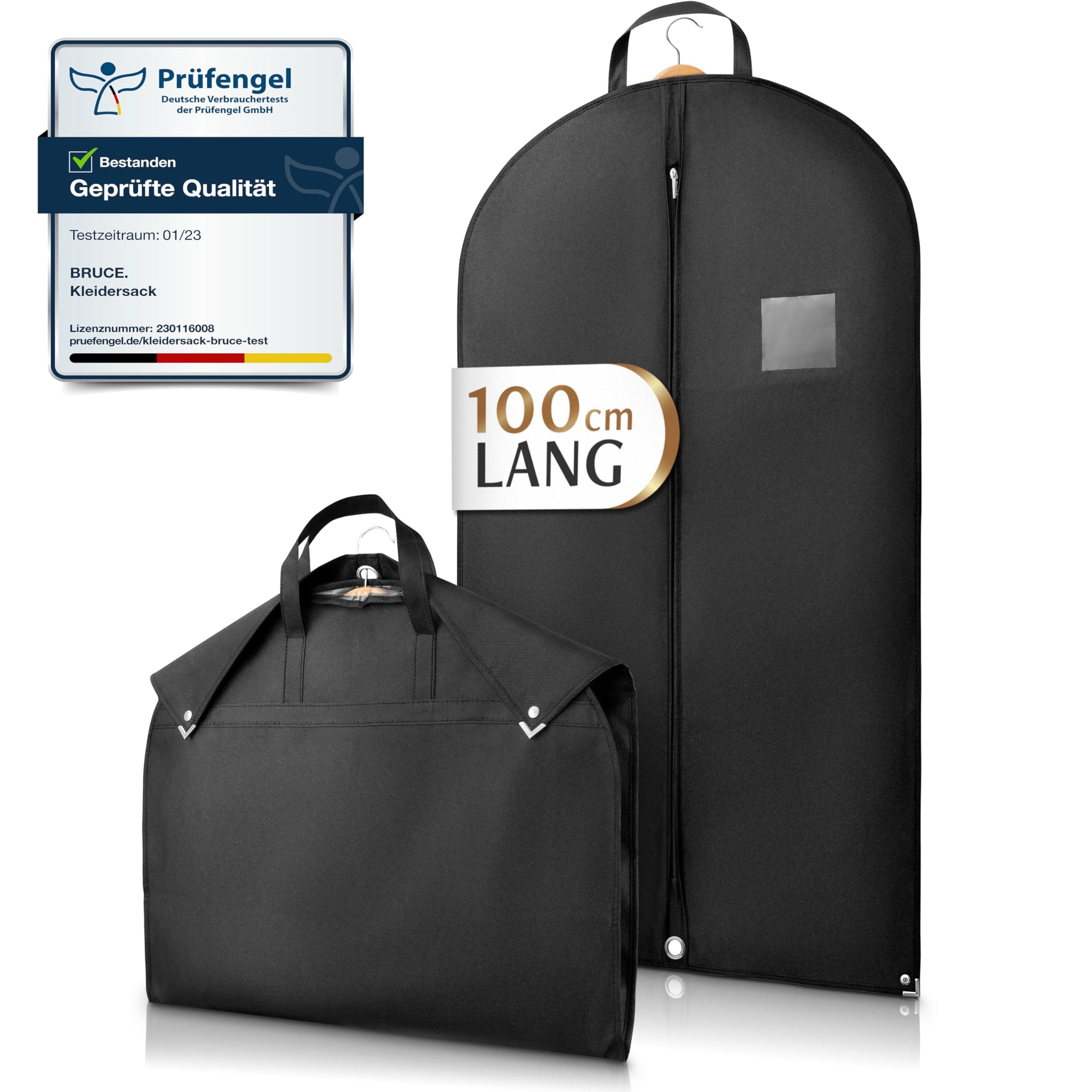 👔 Bruce.® Kleidersack Kurz 100x60cm - Atmungsaktive Kleiderhülle für Anzug, Jacke & Hemd
