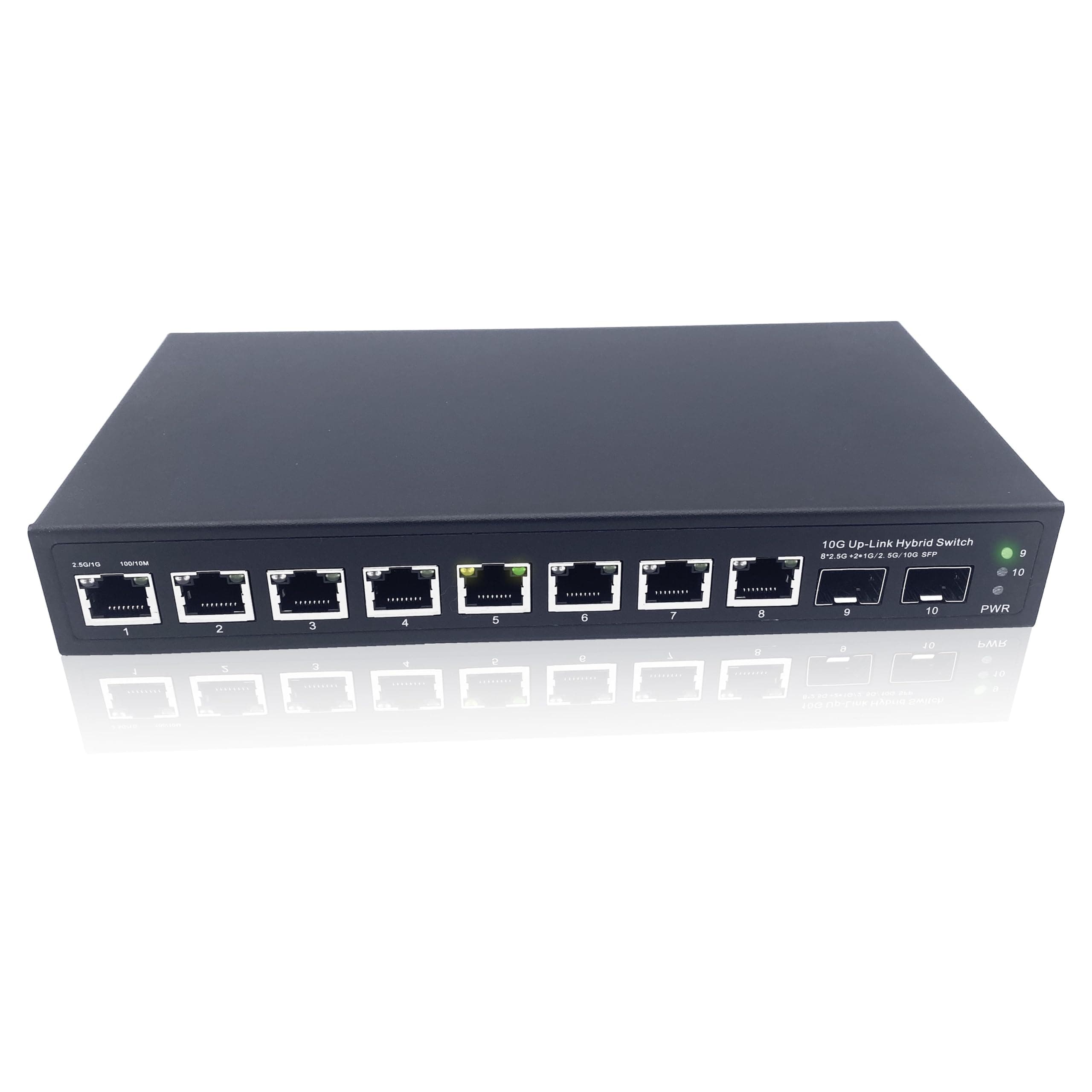 Elfcam® - 10Gbps Glasfaser Switch mit 2X 10G SFP+ Ports und 8X 2,5 Gigabit Ethernet RJ45 Ports ⚡