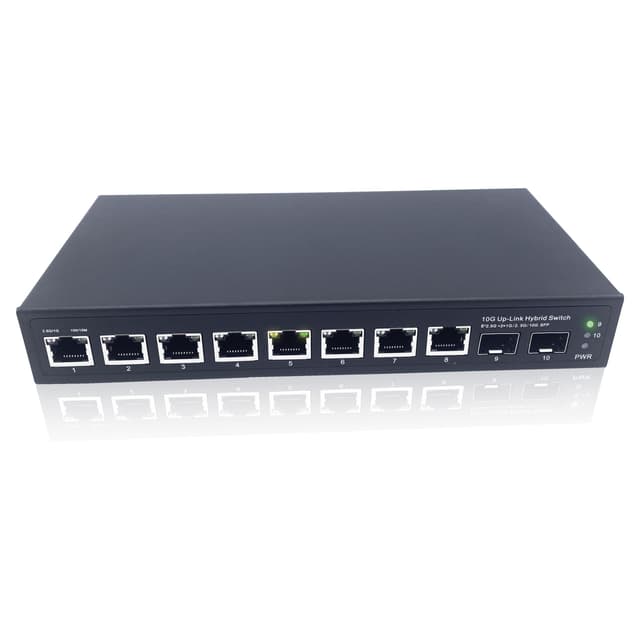 Elfcam® - 10Gbps Glasfaser Switch mit 2X 10G SFP+ Ports und 8X 2,5 Gigabit Ethernet RJ45 Ports ⚡