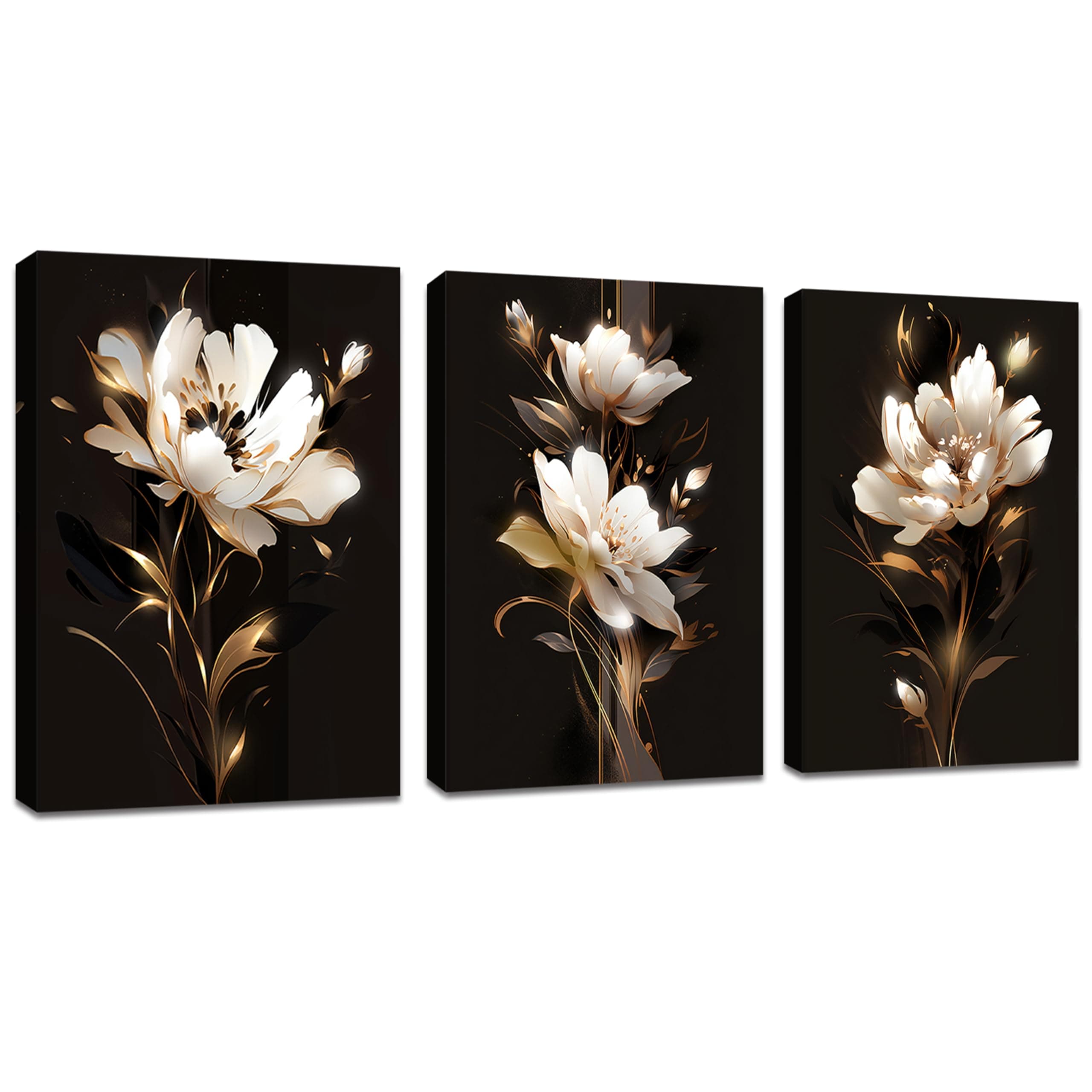 Leinwandbilder Schwarz Gold Pfingstrose Blumenbild Wohnzimmer Deko 🌺