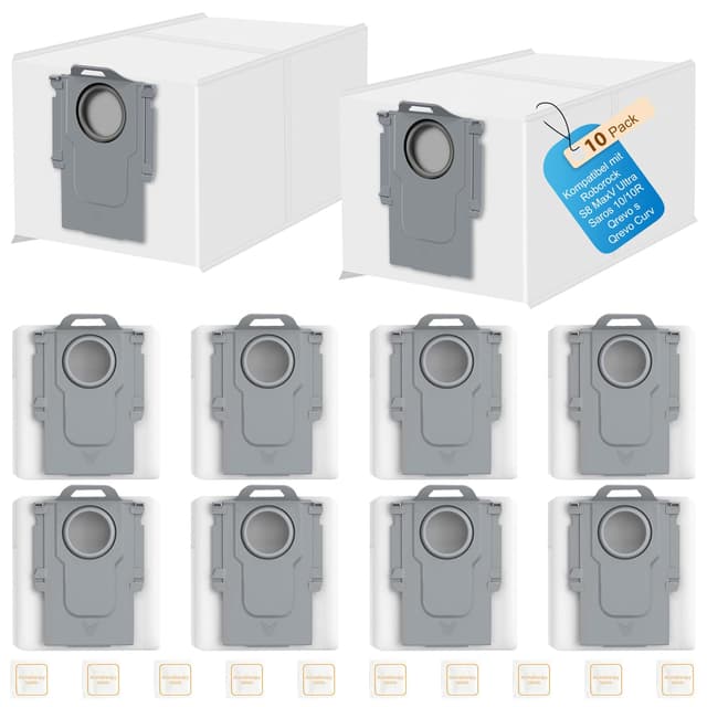 Bpbdzz 10 Staubbeutel 10 Dufttabletten für Roborock Saros 10R, 10,Qrevo,Qrevo S,Qrevo Pro,Qrevo Plus, Qrevo Slim,Qrevo Curv,Qrevo Edge,Qrevo Master, S8 MaxV Ultra, S8 Max Ultra, S8 Max Staubbeutel für Roborock Saros 10R