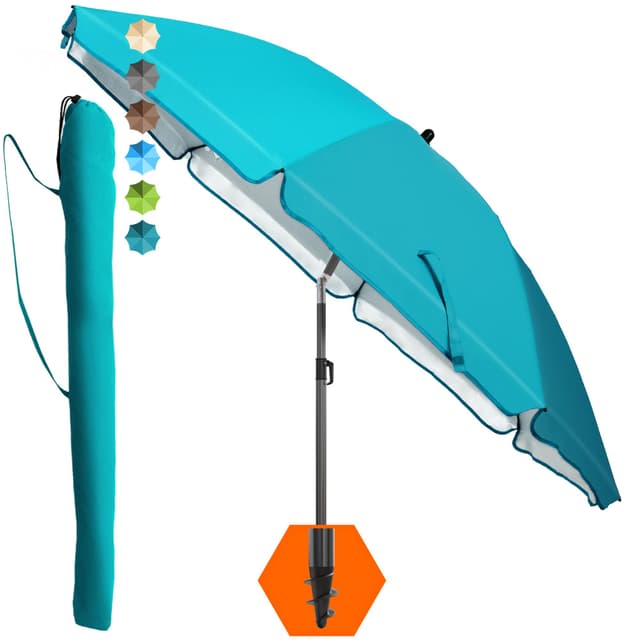 🌞 4smile Sonnenschirm Strand SunnyJoy Türkis - UPF 50+ Strandschirm Ø 180 cm