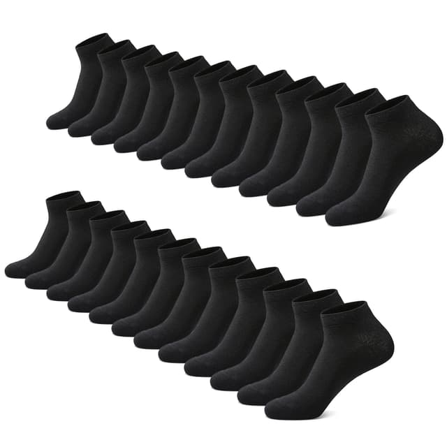 🧦 FALARY Sneaker Socken Herren & Damen 12 Paar 43-46 Schwarz-12paar 🌟