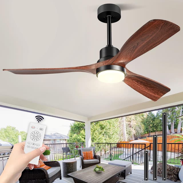 Holz Deckenventilator mit Licht und Fernbedienung 132 cm/52 Zoll 🌿🌬️