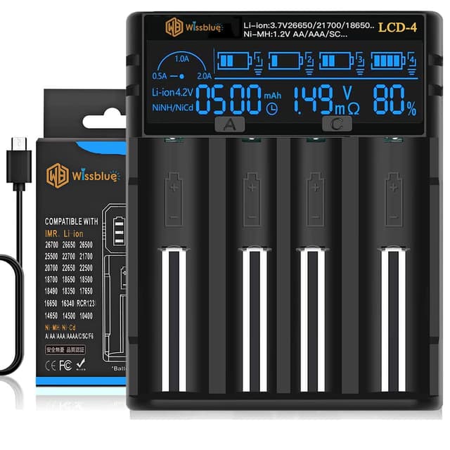 WISSBLUE LCD-4 18650 Akku Ladegerät mit Power Bank-Funktion 🌟 Schnell und Effizient 🚀