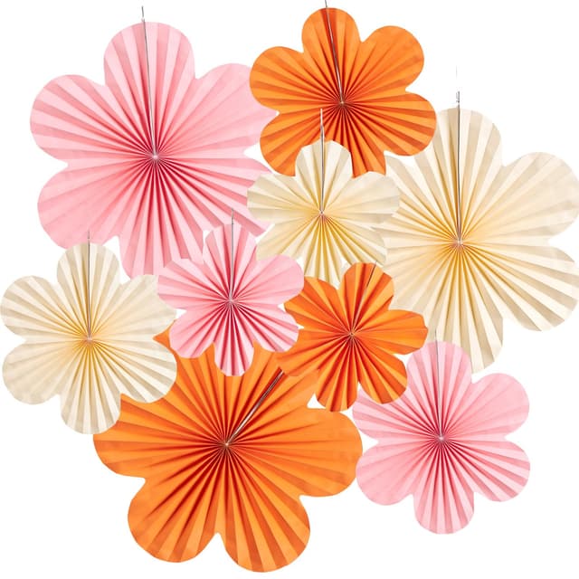 SUNBEAUTY 9 Stück Papier Fächer Dekoration Hanging Girlande 🌸