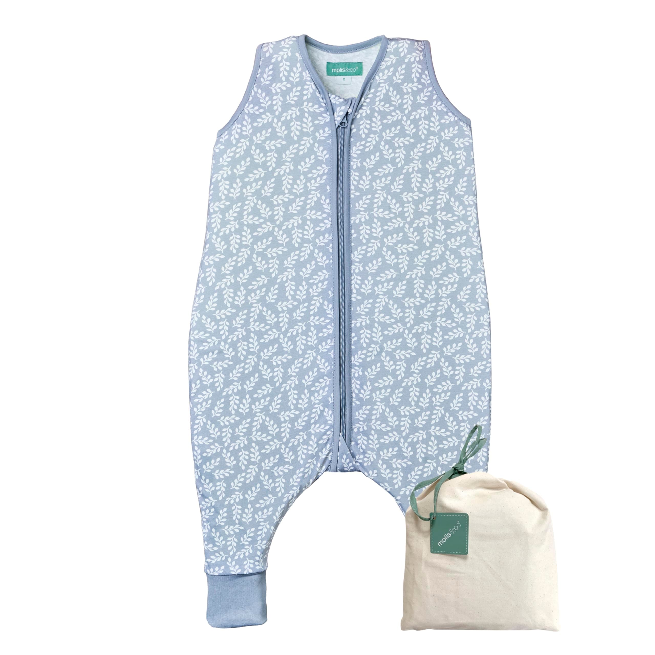 Molis&Co - Baby Schlafsack mit Füßen 0.5 TOG - Premium Qualität - Blue Garden (80 cm)