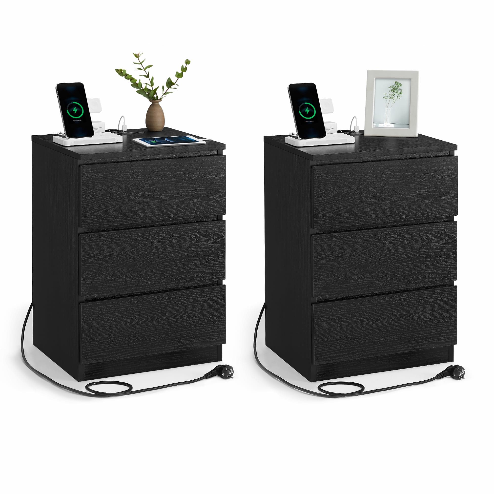 VASAGLE Nachttisch Set - Moderner Beistelltisch mit Ladestation und Stauraum 🛏️