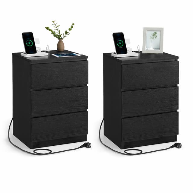 VASAGLE Nachttisch Set - Moderner Beistelltisch mit Ladestation und Stauraum 🛏️