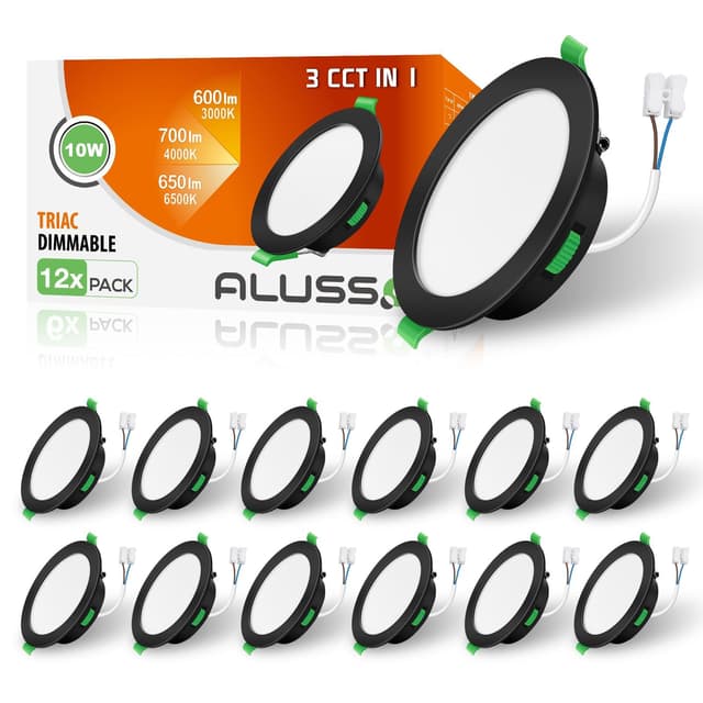 ALUSSO LED Einbaustrahler 230V Flach, 10W 700LM Dimmbar IP44 Bad Schwarz Einbauleuchten LED Spots 🌟