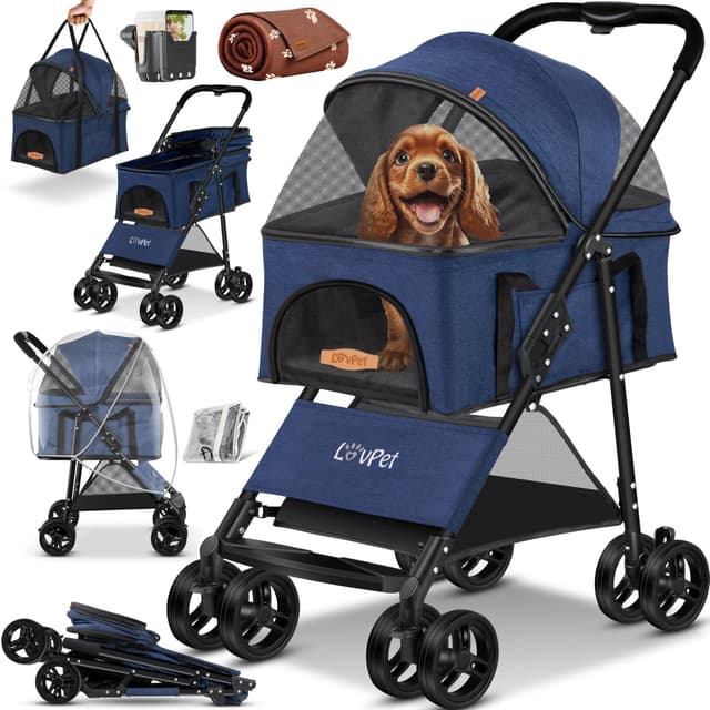 🐕‍🦺🔵 LOVPET® Hundewagen 2in1 Hundebuggy Hundebox Transporttasche Faltbar bis 20kg