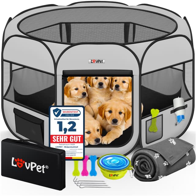 🐶🏡 LOVPET® Welpenlaufstall Tierlaufstall Faltbar für Kleintiere Hunde, Katzen 🐾🐱
