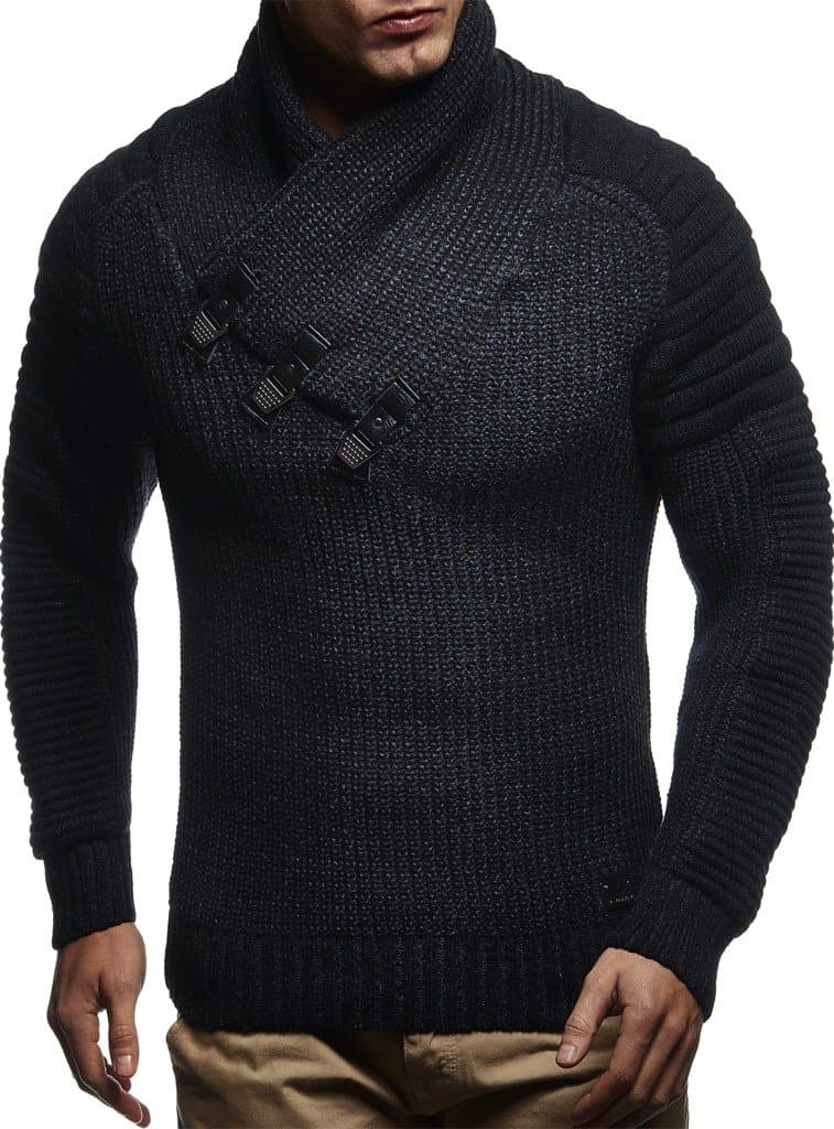 Leif Nelson Herren Strickpullover mit stylischem Kragen - Modischer Männer Winterpullover 🧥❄️