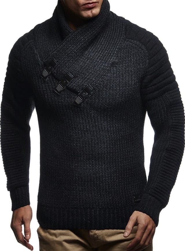 Leif Nelson Herren Strickpullover mit stylischem Kragen - Modischer Männer Winterpullover 🧥❄️