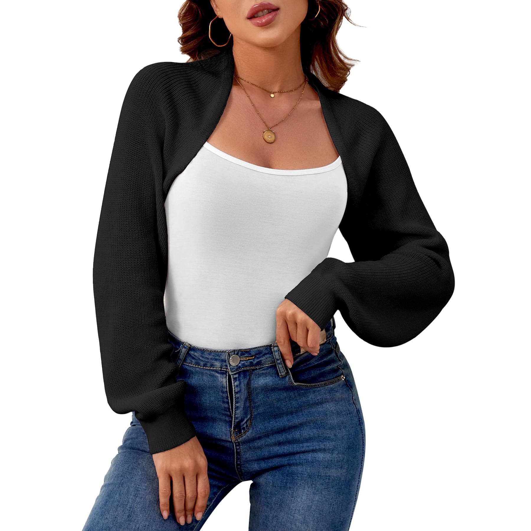 QIANSIQIANBO Bolero Damen Kurz Strickjacke 😍👚