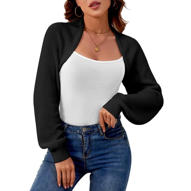 QIANSIQIANBO Bolero Damen Kurz Strickjacke 😍👚