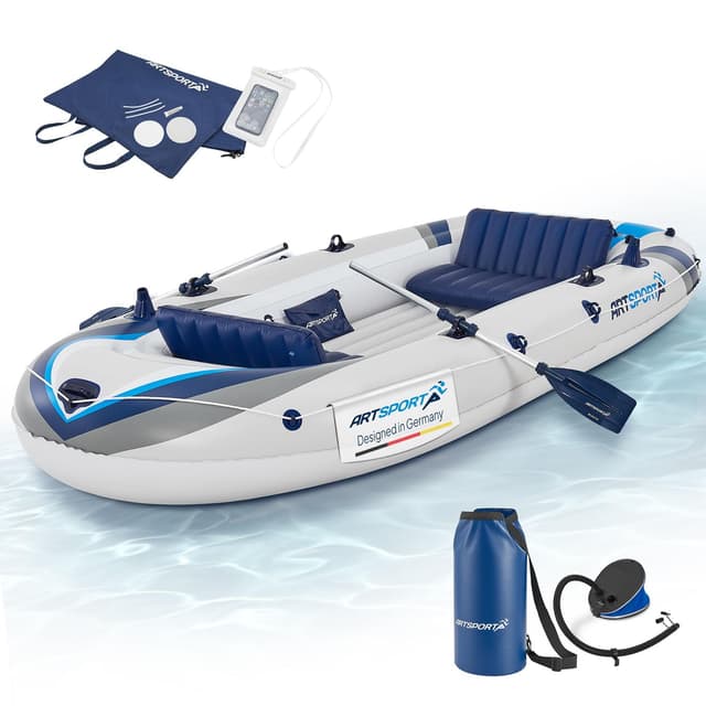 ArtSport Schlauchboot 322 cm für 4 Personen 🚣‍♂️ - Paddelboot aufblasbar mit 2 Sitzbänken
