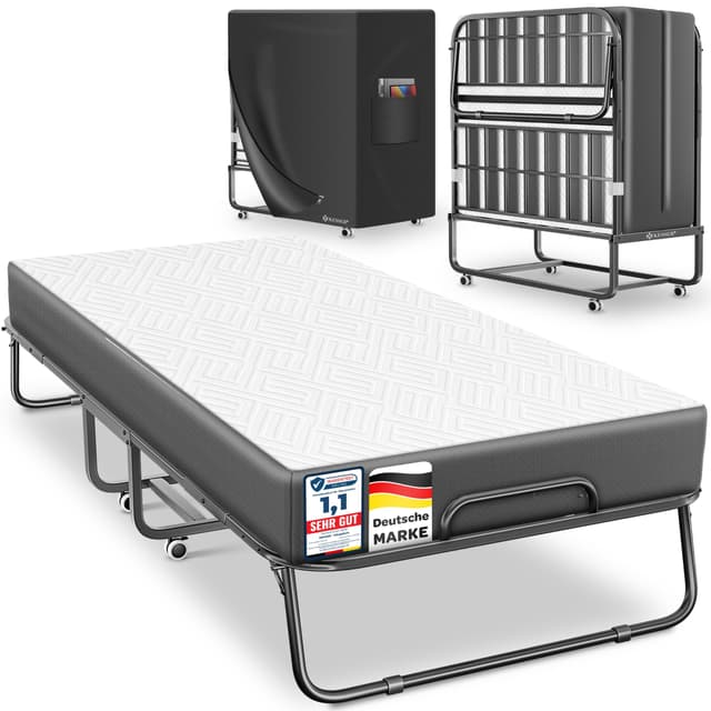 KESSER® Klappbett 200x90cm Gästebett inkl. Matratze aus Memory-Schaum & Rollen | faltbares Reisebett mit Metallrahmen