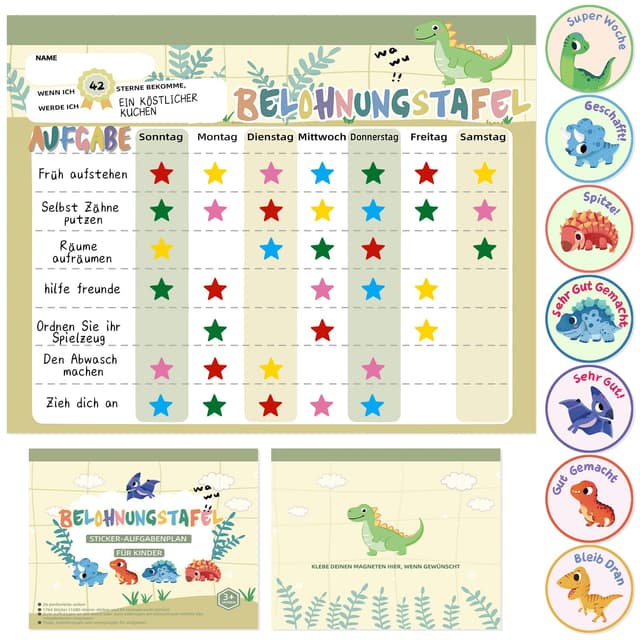 🌟🦕 Khlerox Belohnungstafel Kinder magnetisch - Förderung von Verantwortung und Guten Gewohnheiten