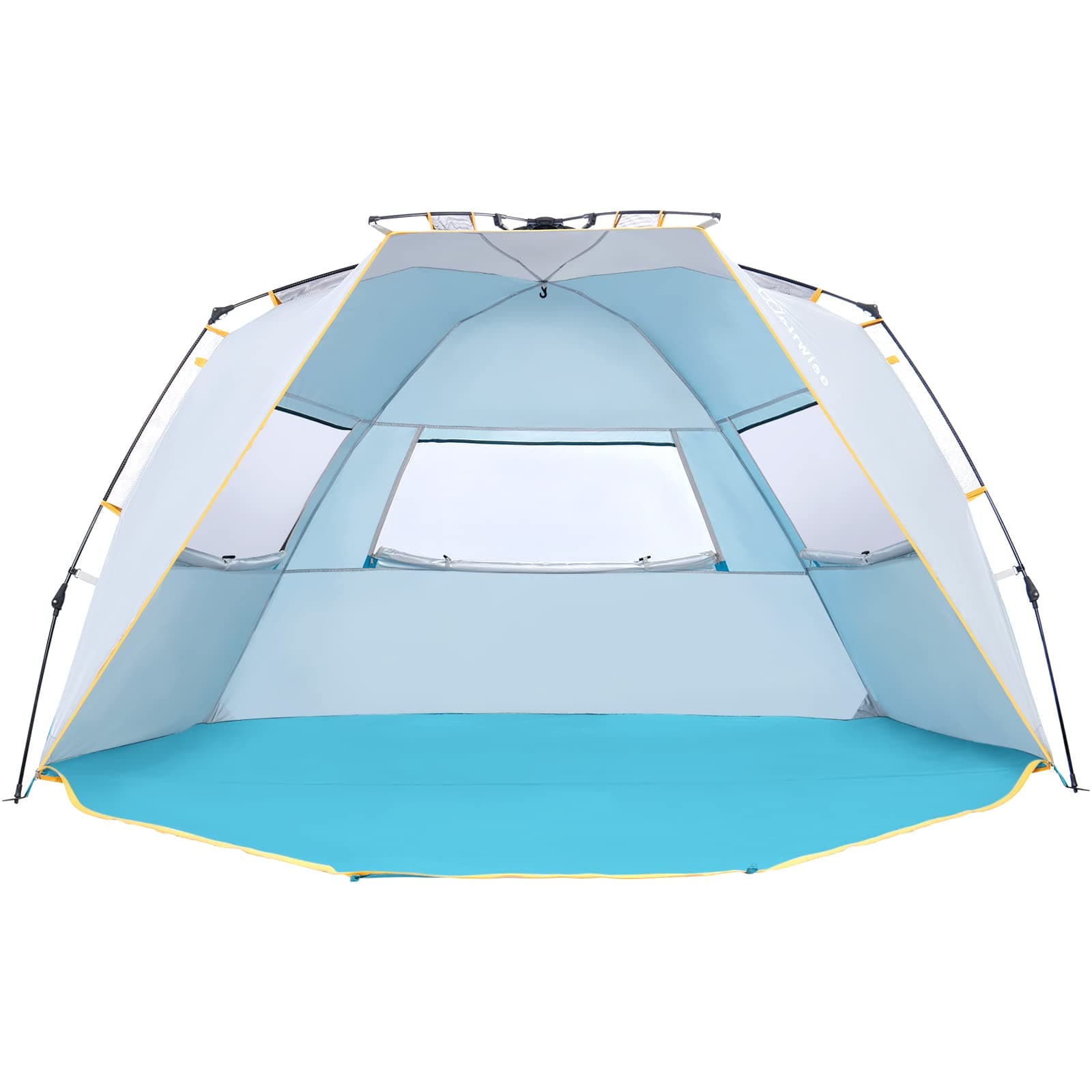 🏖️ WolfWise Strandmuschel UV-Schutz 50+, 4-5 Personen Strandzelt mit Quick-Up-System