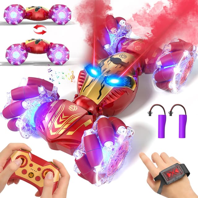 🚗🎁 Ferngesteuertes Auto ab 6-12 Jahre - RC Stunt Auto mit LED Licht und Musik