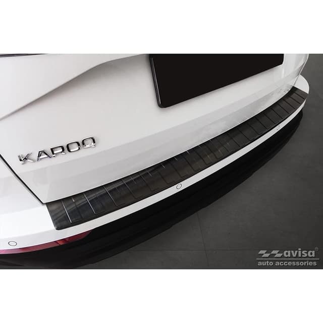🔥 Angebot! Avisa Schwarz Edelstahl Heckstoßstangenschutz für Skoda Karoq Facelift 2022- + Sportline Facelift 2022- 'Ribs'