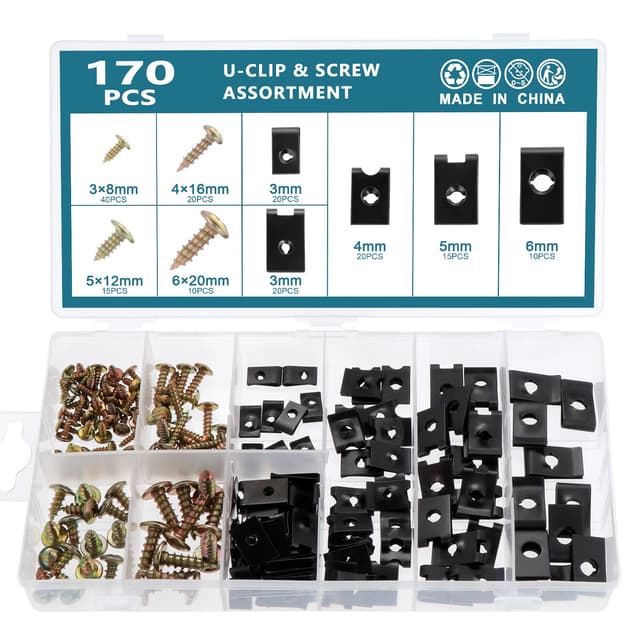 WiMas 170PCS Automobil U-Clip und Schrauben Sortiment 🚗