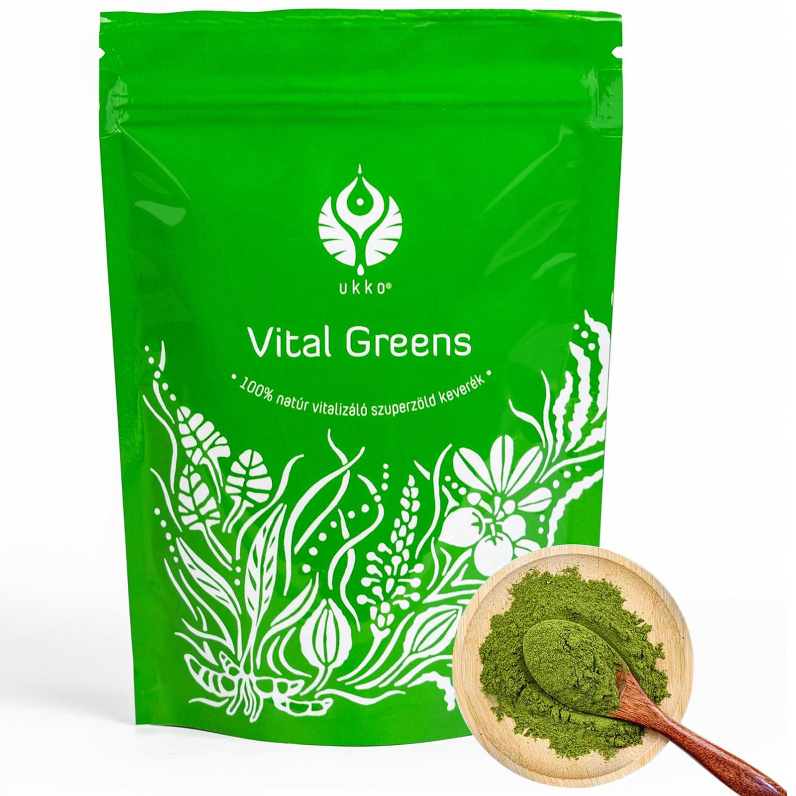 Angebot: UKKO Vital Greens Superfood Pulver – Spirulina, Matcha, Weizengras & 5 Kräuter + Magnesium