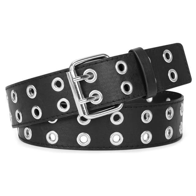 JasGood Punk Gürtel Nietengürtel Damen und Herren Doppelloch Gürtel 🤘