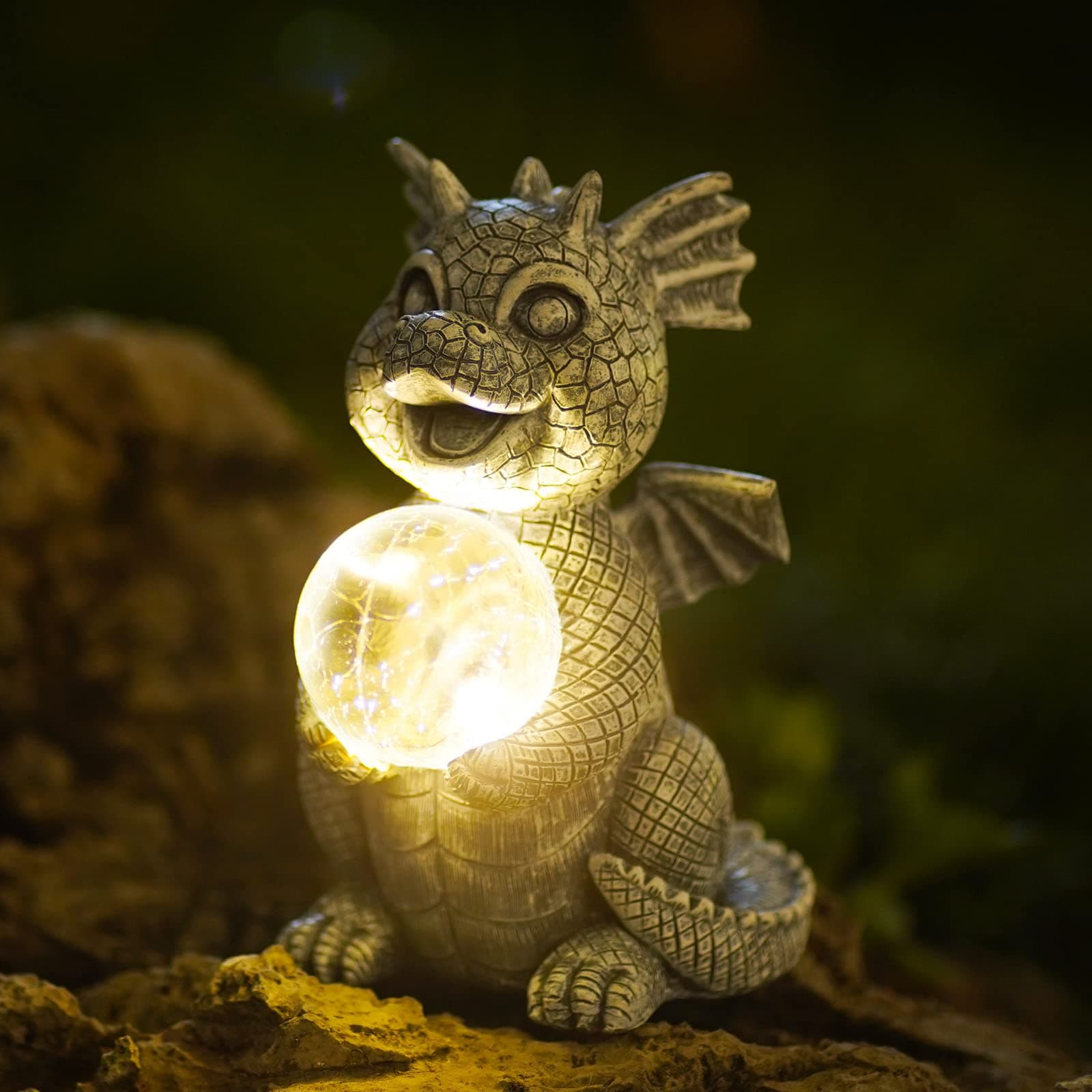 🐉 Yeemoo Drachen Figuren Gartendeko für Draußen mit Solar Ball 🌞🎁