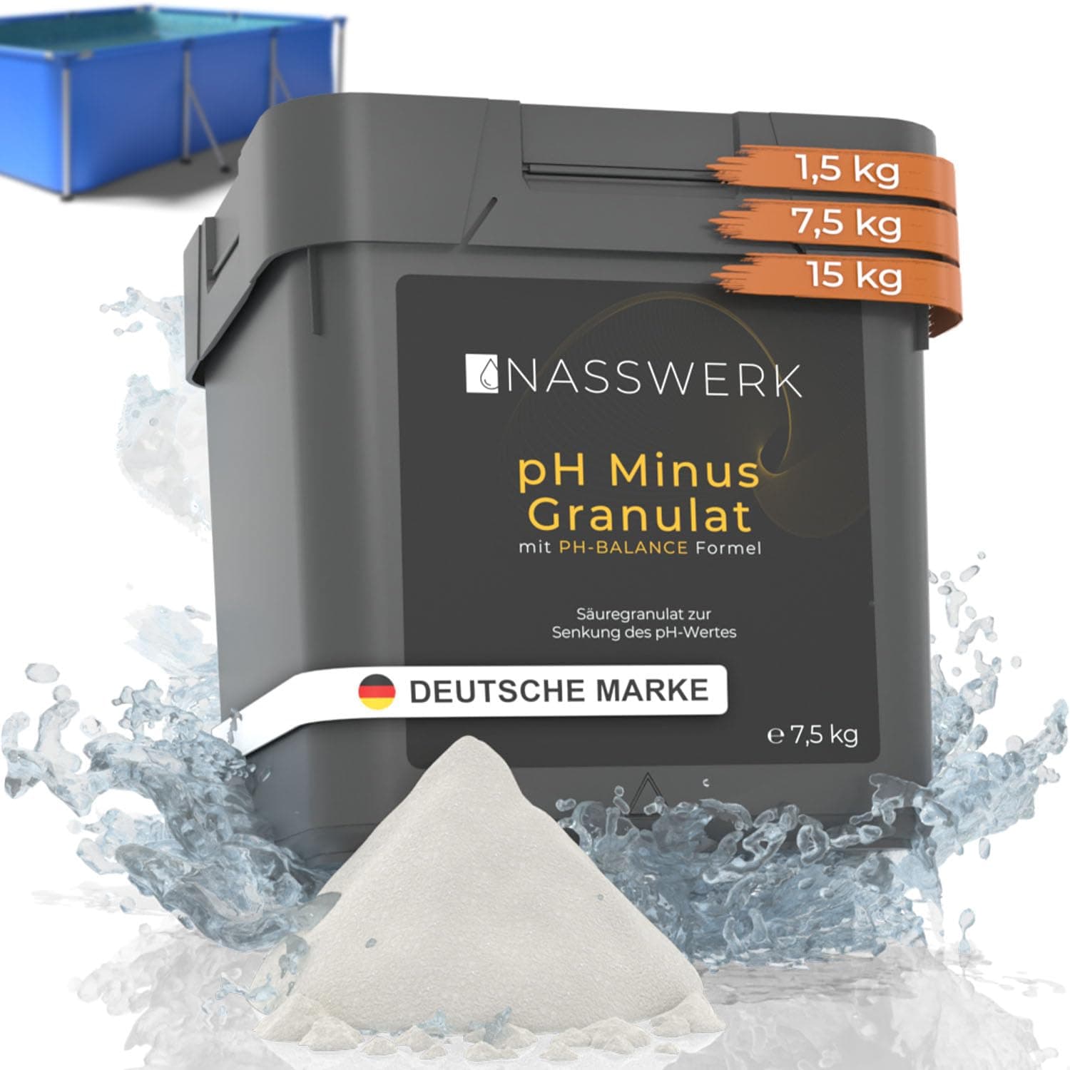 🏊‍♂️ NASSWERK pH Minus Granulat 7,5kg | Organisches pH Senker Pool Granulat 🌊