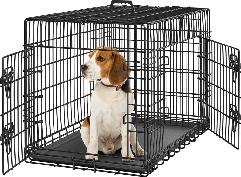 🐶🏠 Yaheetech Hundekäfig 90 x 56 x 63 cm klappbar mit Trennwand, 2 Türen, Hundebox für Zuhause 🚗