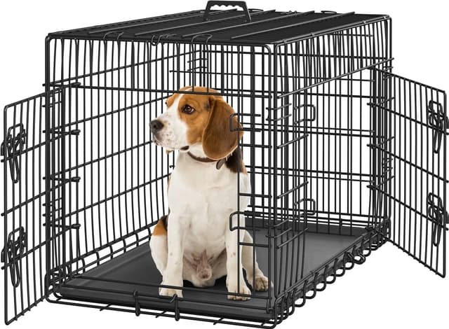 🐶🏠 Yaheetech Hundekäfig 90 x 56 x 63 cm klappbar mit Trennwand, 2 Türen, Hundebox für Zuhause 🚗