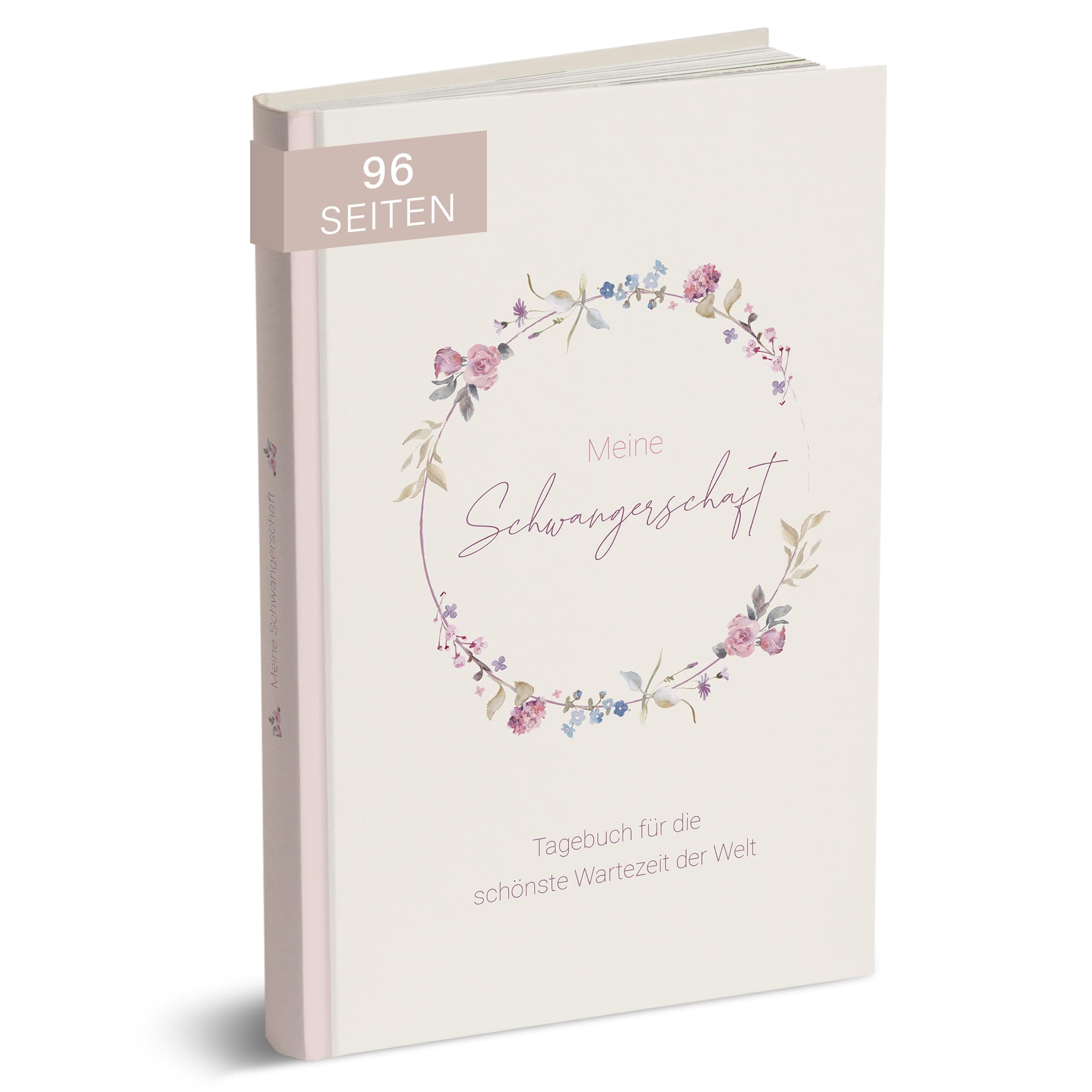 MINTKIND® Schwangerschaftstagebuch 'Meine Schwangerschaft' A5 Blumen Rosa | Hardcover Tagebuch zum Eintragen