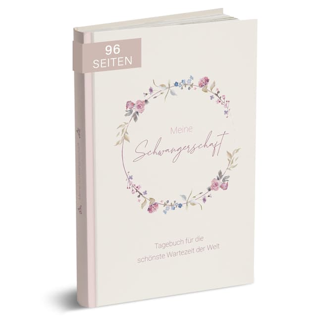 MINTKIND® Schwangerschaftstagebuch 'Meine Schwangerschaft' A5 Blumen Rosa | Hardcover Tagebuch zum Eintragen