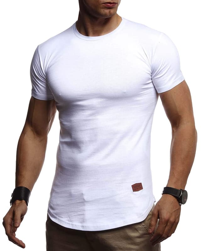 👕 Leif Nelson T-Shirt Herren Sommer | Rundhals-Ausschnitt | Regular Fit | 100% Baumwolle | Basic Männer T-Shirt | Kurzarm L Weiß
