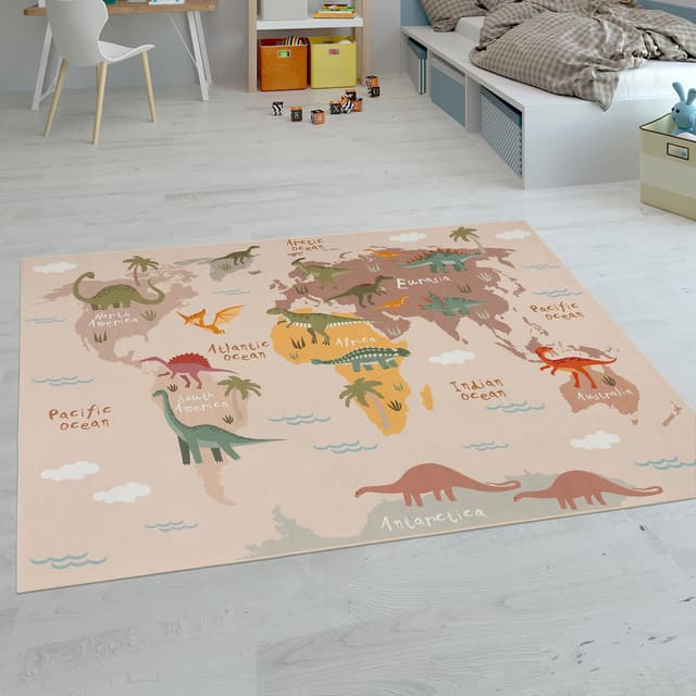 Paco Home Kinderteppich Teppich Kinderzimmer Spielteppich Junge Mädchen Modern 🌈 Rutschfest | 140x200 cm Beige 2