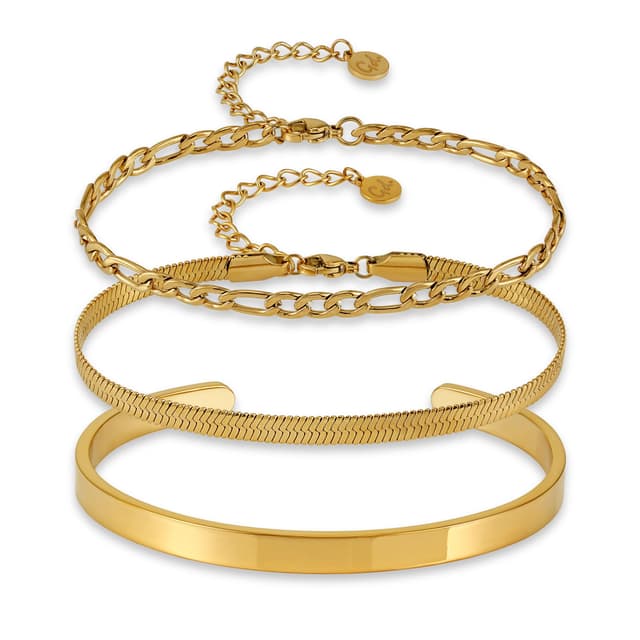 GD GOOD.designs Armband Set (3Stück) - 🌟 Wasserfeste und größenverstellbare Armkettchen aus 316L Edelstahl