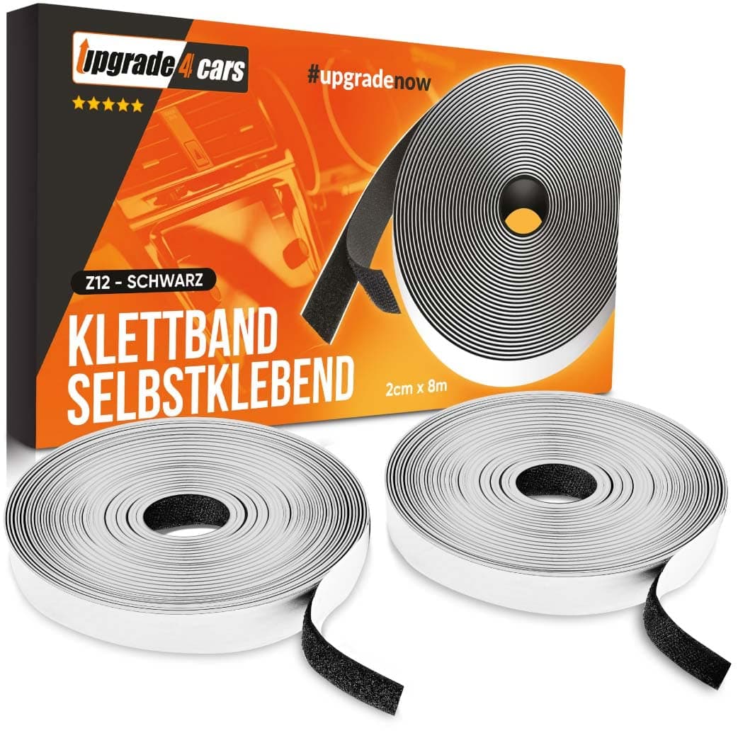Klettband selbstklebend extra stark 8m | Klettverschluss doppelseitig klebend 20mm Schwarz | Hakenband & Flauschband Rolle beidseitig 8 m