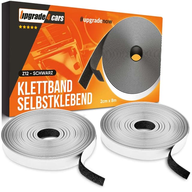 Klettband selbstklebend extra stark 8m | Klettverschluss doppelseitig klebend 20mm Schwarz | Hakenband & Flauschband Rolle beidseitig 8 m