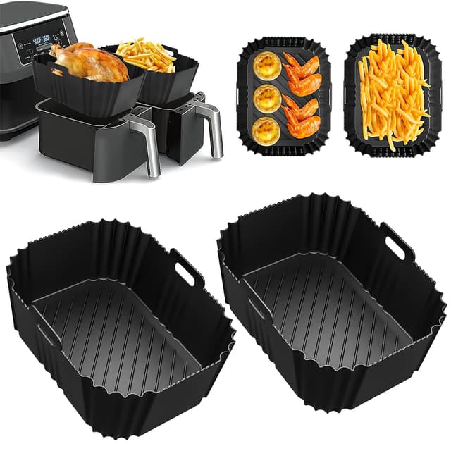 🔥 HONYAO Heißluftfritteuse Zubehör für Dual Zone Airfryer, 2 Stück Silikonformen 🍟