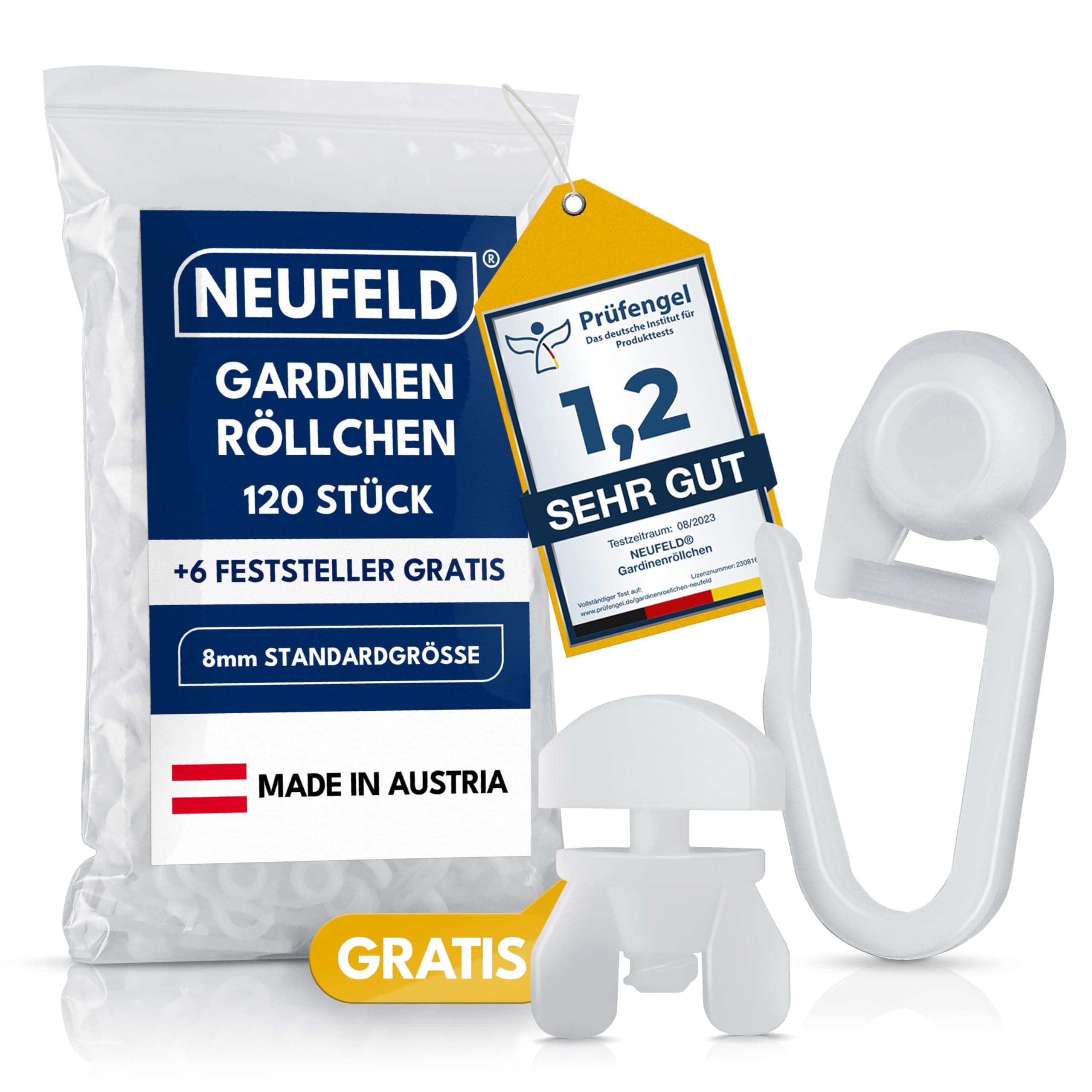 NEUFELD® 120 Gardinenröllchen für Innenlauf Schienen 🏠🔗 | Waschfeste Vorhangrollen